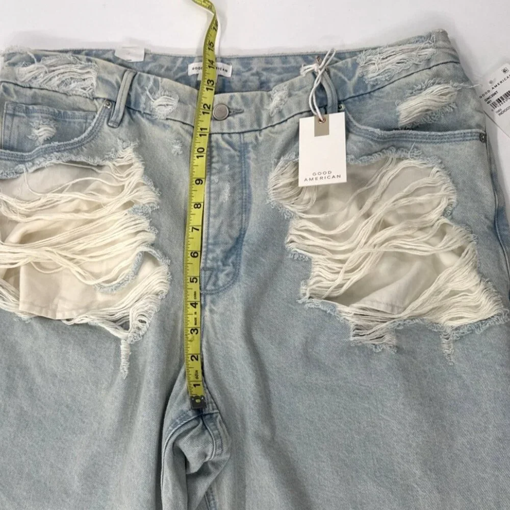 Good American Womens Acid Washed Jeans Size 15 Distressed Relaxed Soft 38x33 NEW - Picture 10 of 13